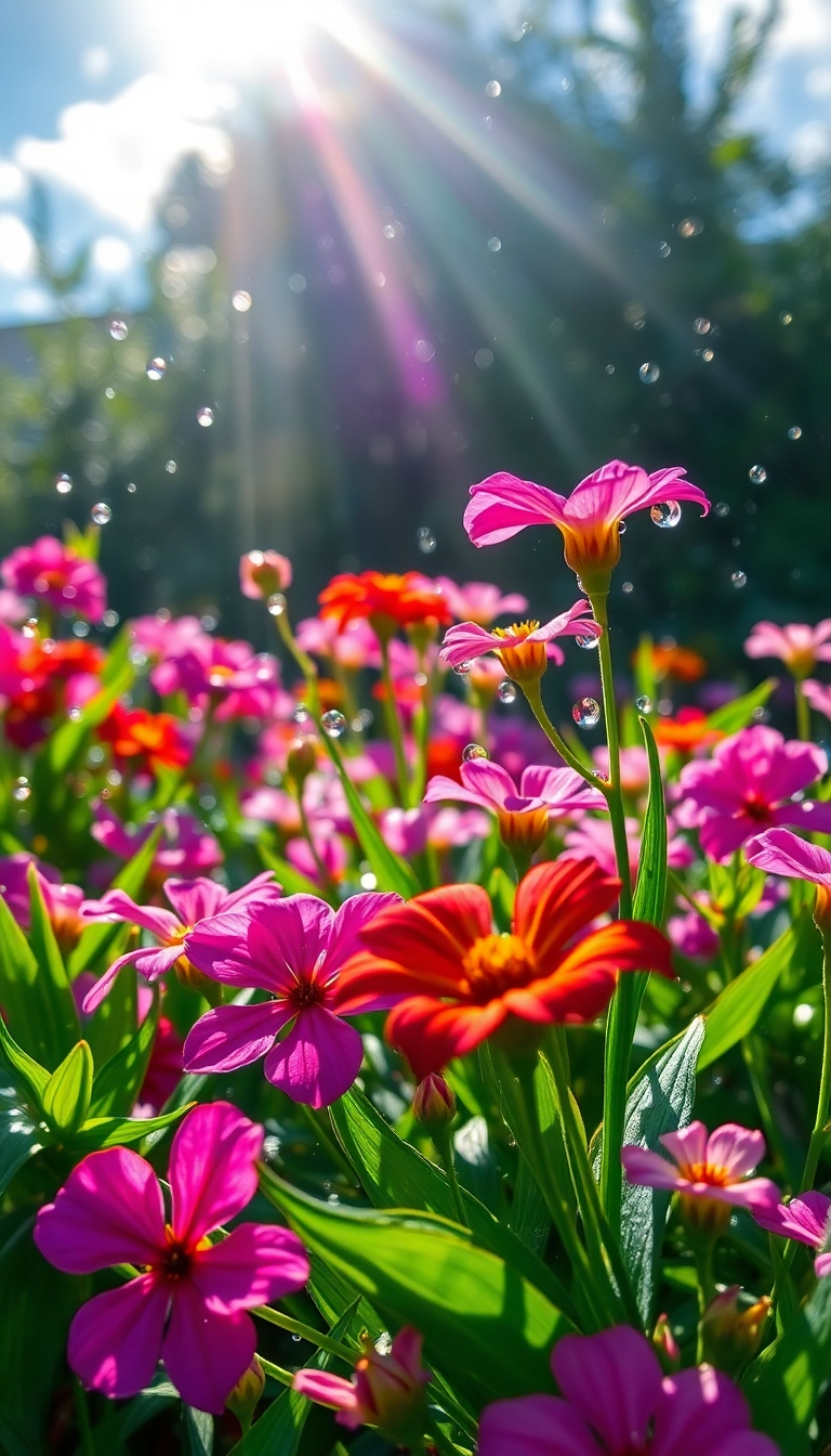 iPhone Spectacular AI Spring Rain Garden Professional Background